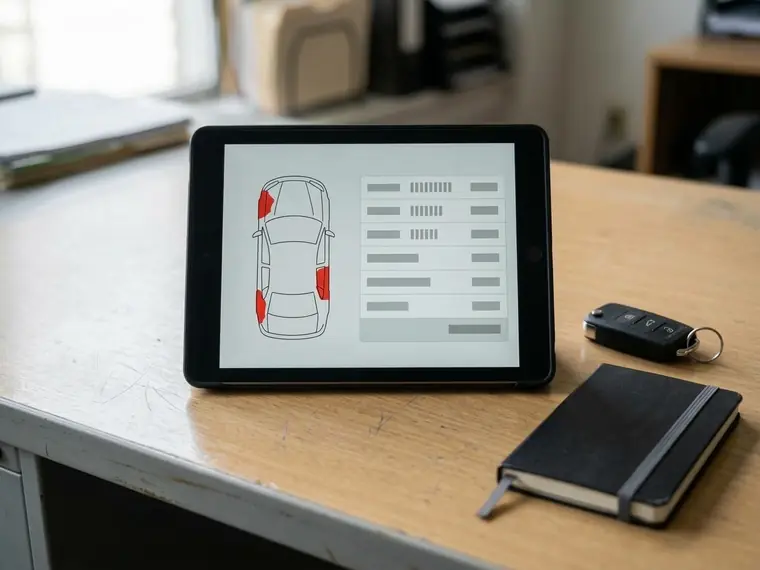 Tablet mit einer Kalkulationsübersicht ohne lesbare Werte
